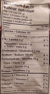 Muffin Avoine - Nutrition facts - en