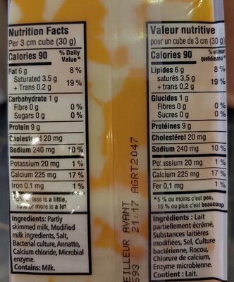 Cheddar marbré doux léger - Nutrition facts