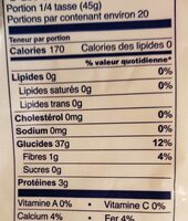 Riz à long grain partiellement cuit - Nutrition facts - fr