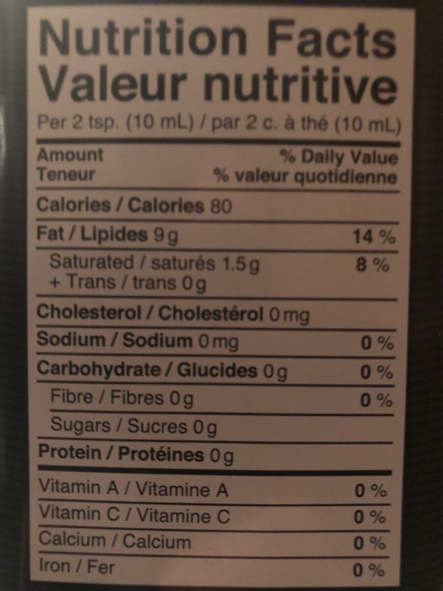 Huile d'olive extra vierge - Nutrition facts - fr