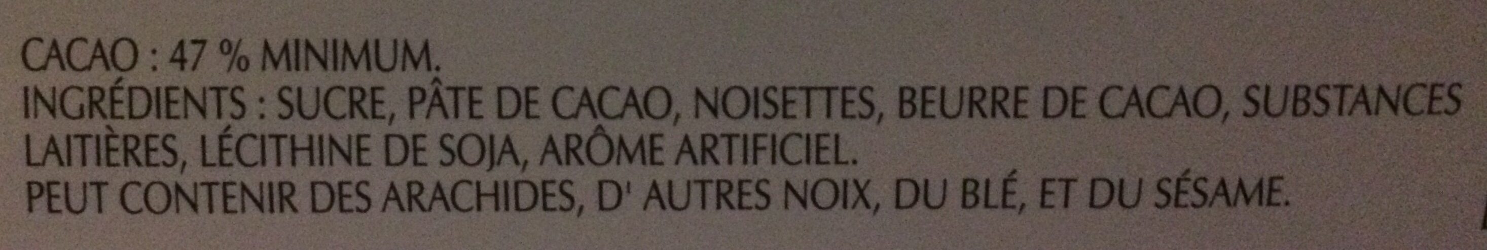 Excellence Tablette De Chocolat Noir,100 G,Noisette - Ingredients - fr