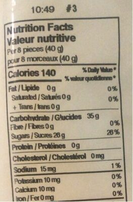 Sweet sixteen - Nutrition facts
