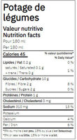 Potage de légumes - Nutrition facts - fr