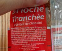 Brioche tranchée aux pepites de chocolat - Ingredients - fr