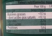 Haricots verts extra fins - Nutrition facts - fr