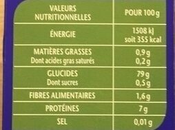 Riz long grain incollable - Nutrition facts - fr