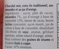 Excellence - Chocolat noir orange intense aux amandes effilées - Ingredients - fr