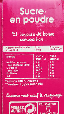 Daddy Boîte Distributrice de 100 bûchettes - Nutrition facts - fr