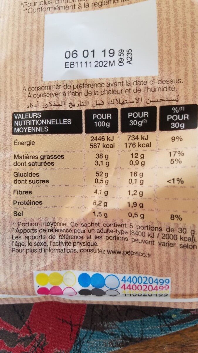 Lay's Recette paysanne nature 6 x 27,5 g - Nutrition facts - fr