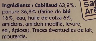 Tranches panées de Cabillaud MSC - Ingredients - fr